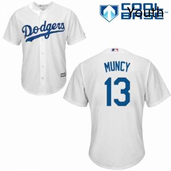Youth Majestic Los Angeles Dodgers 13 Max Muncy Authentic White Home Cool Base MLB Jersey